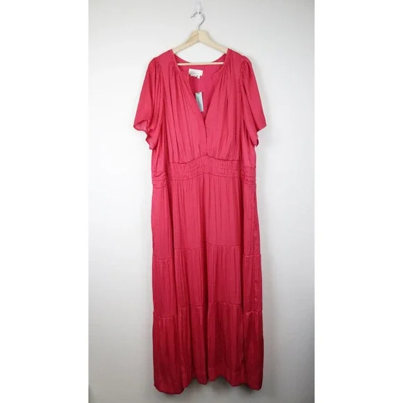 NWOT Anthropologie Somerset Silky Hot Pink Maxi Dress / 3X - Picture 2 of 9